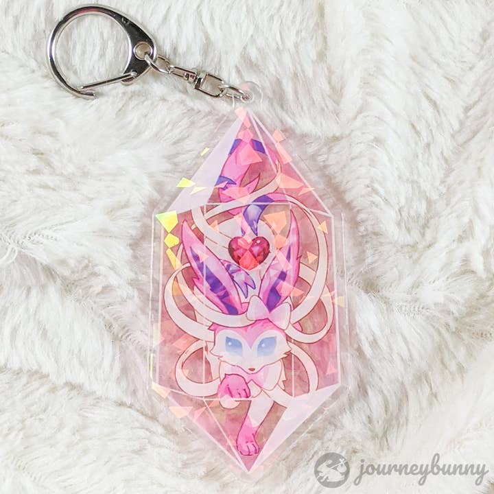 Love Evolution Crystal Holographic Acrylic Keychain for wholesale by Journeybunny