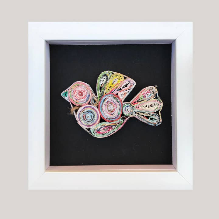 Loving Nature - Wholesale Wall Accent - Shadow Box Dove Ornament Handmade from Recycled Magazine6