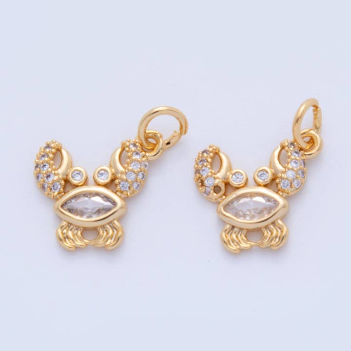 18K Gold Filled 17mm Micro Paved CZ Cancer Crab Sea Charm | AF812 for wholesale by Aim Eternal