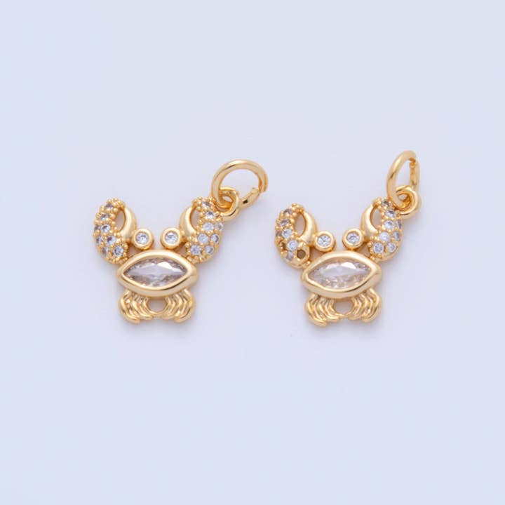 18K Guld Fylld 17mm Mikro Putsad CZ Kräfta Krabba Havsberlock | AF812 för wholesale av Aim Eternal