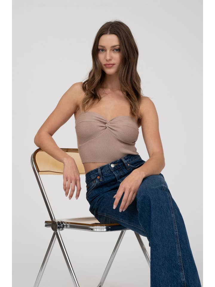 The Workshop Studio - Wholesale Knit Top - Women's - STRAPLESS TWIST FRONT KNIT CROP TOP (PRE-ORDER)25