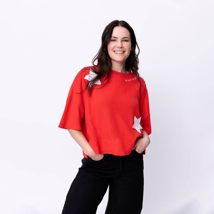 Love in Faith - Wholesale Knit Top - Women's - God Shed His Grace Waffle Knit Boxy Tee7