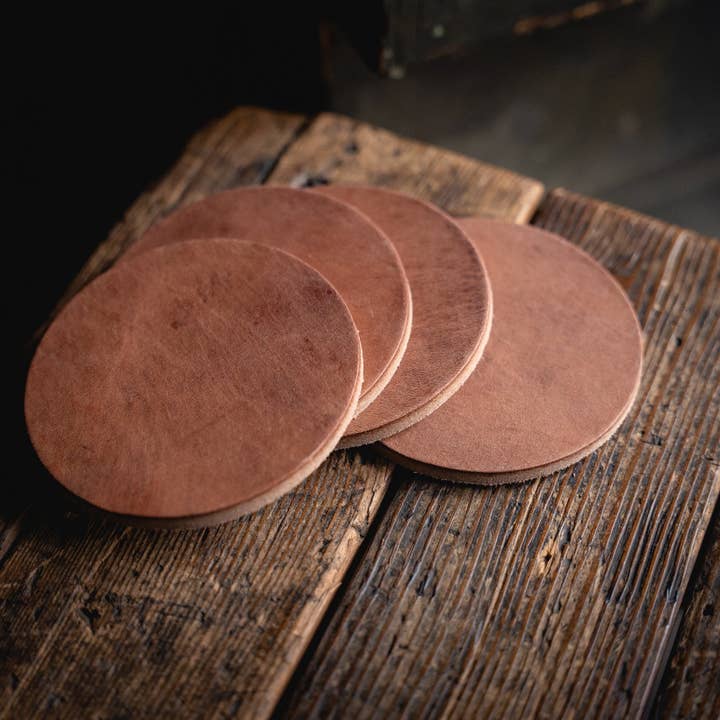 Craft and Lore - Wholesale Coasters - Round Leather Coaster Set2
