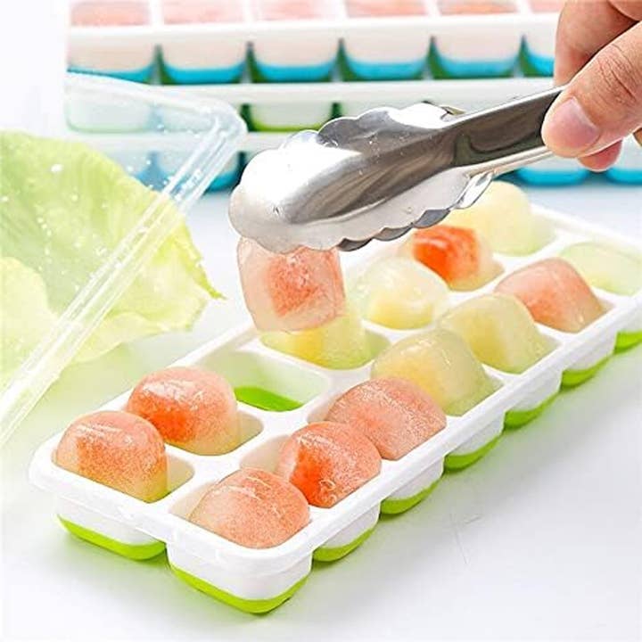 Vigor Path - Wholesale Ice Tray/Mold - 4 Pack Silicone stackable Ice Cube Trays - (White+Green)