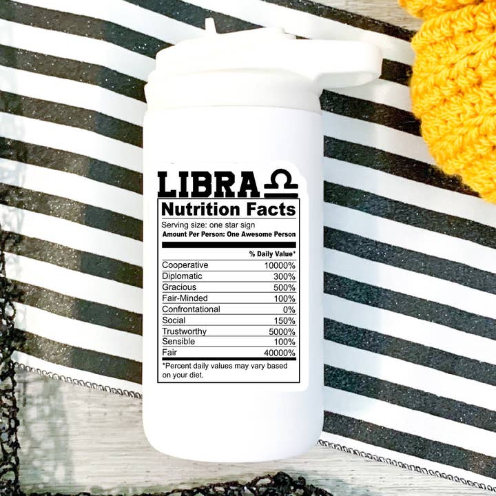 Ace the Pitmatian Co - Wholesale Sticker - Libra Nutrition Facts Zodiac Sticker1
