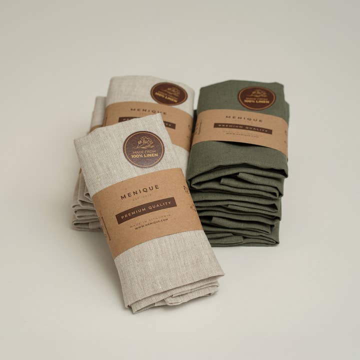 menique - Wholesale Dinner & Cloth Napkin - 100% Linen Napkins Kit - Wedding Holiday Napkins 2/4-Pack