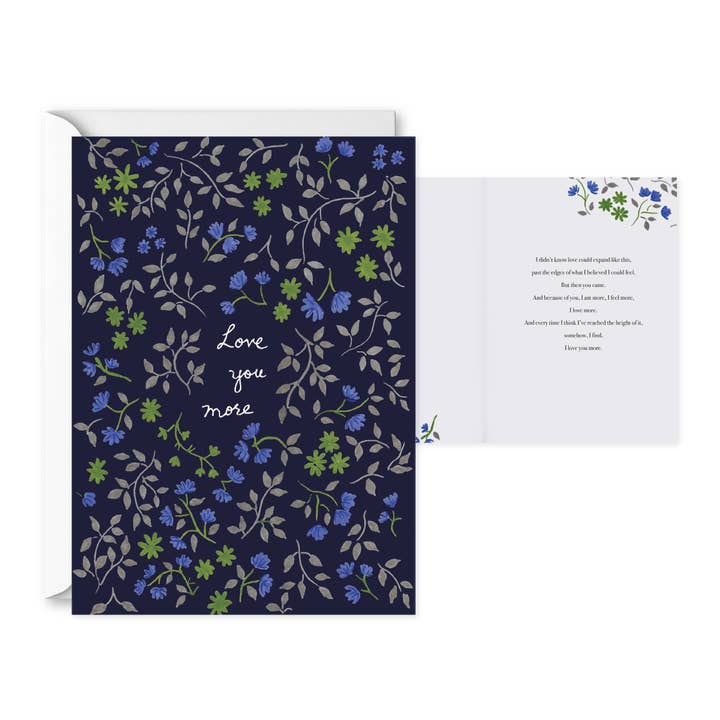Love You More Navy Single Card for wholesale by Lux Press Group | LPG Greetings