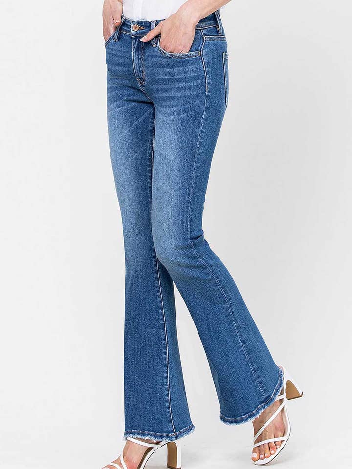 MID RISE FULL LENGTH FLARE JEANS T5073P for wholesale by VERVET by FLYING MONKEY