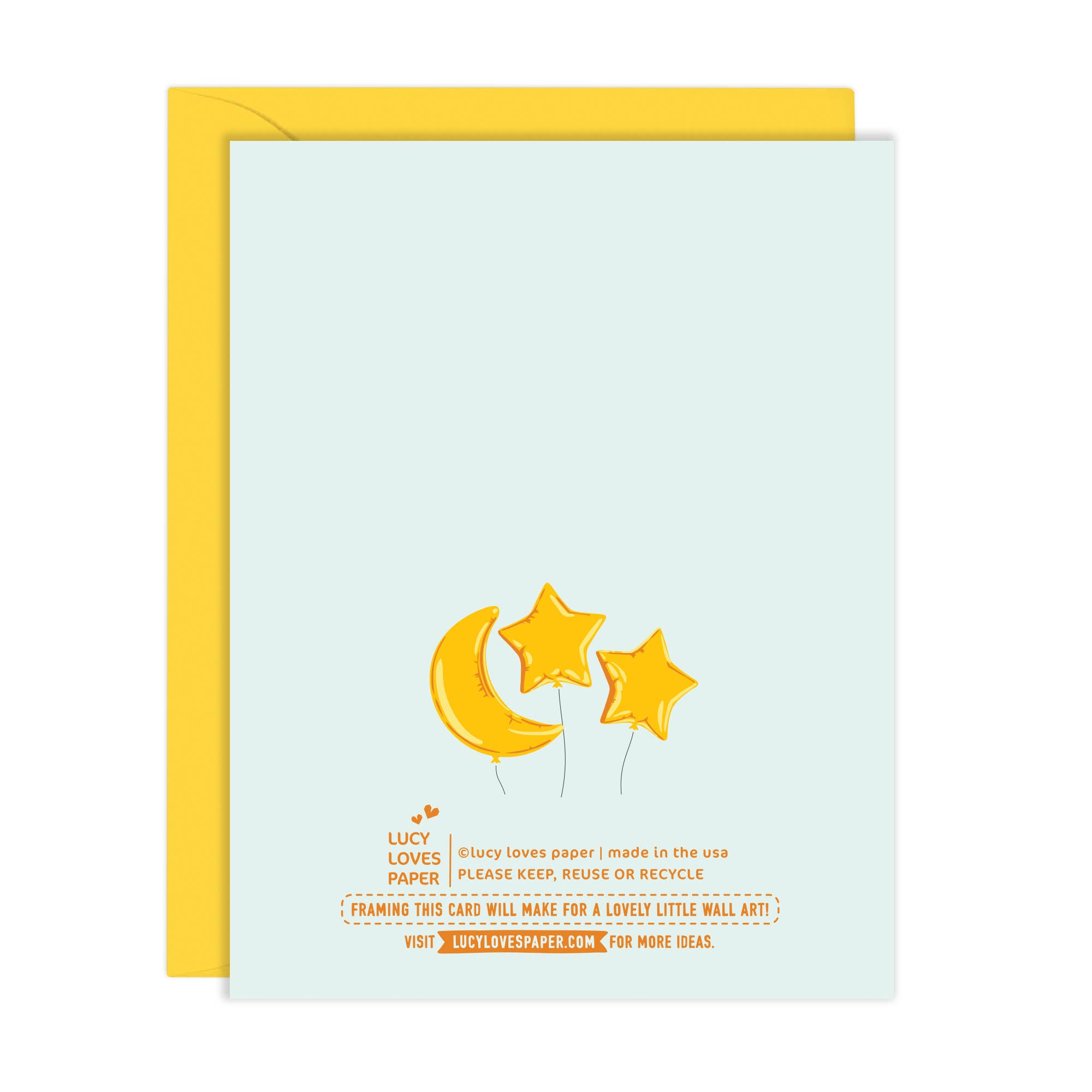 Lucy Loves Paper - Vente Cartes bébé - Ballons Moon & Star | Hello Baby Card1