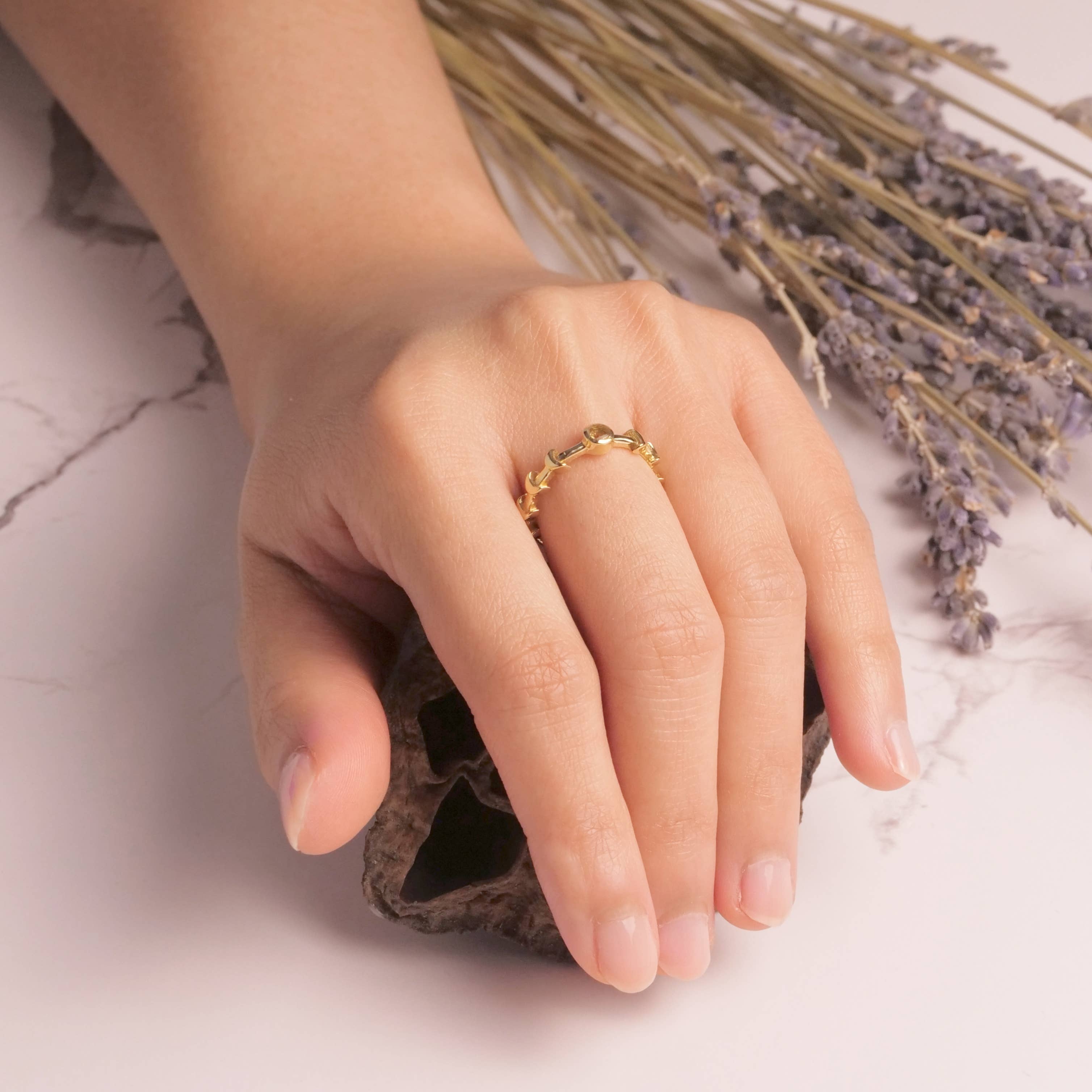 Baizaar - Wholesale Single Stone/Solitaire Ring - Brass Crescent Moon Ring1