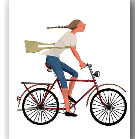 Cardiau Nico Cards - Wholesale Everyday Greeting Card - NC020 Girl on Bike - Kyoko Nemoto