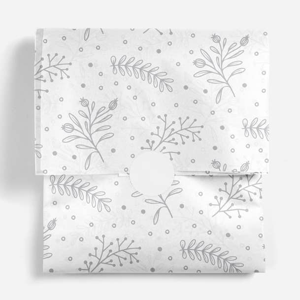 Papergem - Wholesale Tissue Paper - "Silvery Winter Florals" Tissue Paper0