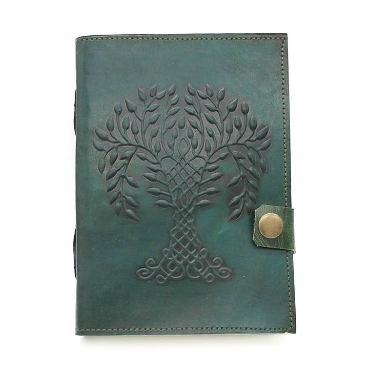 Embossed Tree of Life Blank Leather Journal (5 x 7 in.) for wholesale by Designs by Deekay Inc.