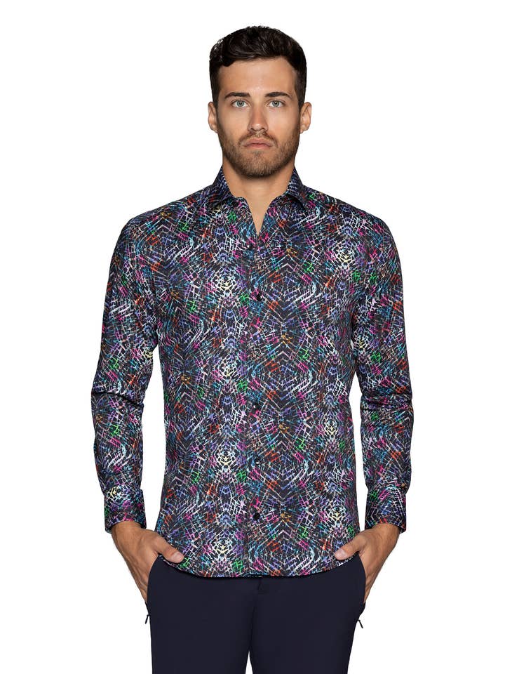 CAMEO BLACK ART ABSTRACT SHIRT for wholesale by Bertigo