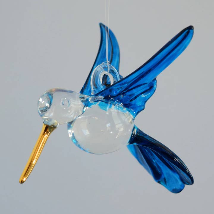 Small Light Blue Hummingbird Ornament for wholesale by Wholesale Hummingbirds