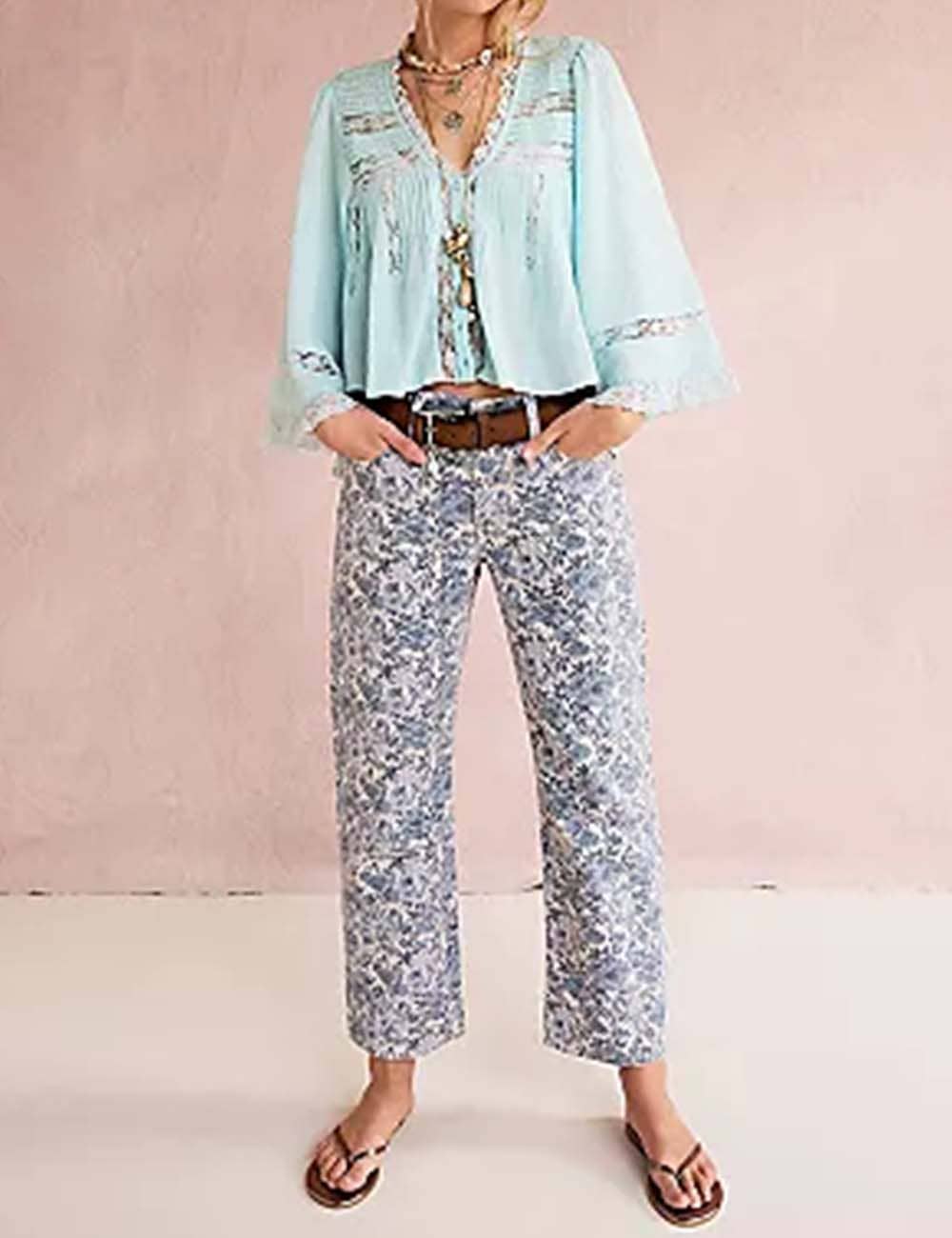 Sweetkama - Wholesale Blouse – Women’s - Ladies Solid Color Eyelets Ruffle Lace Blouse3