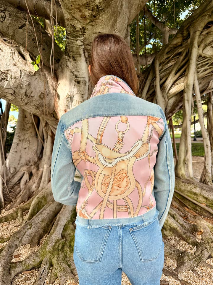 The Light Denim Jacket / Pink Equestrian for wholesale by Stacy Bradley Design