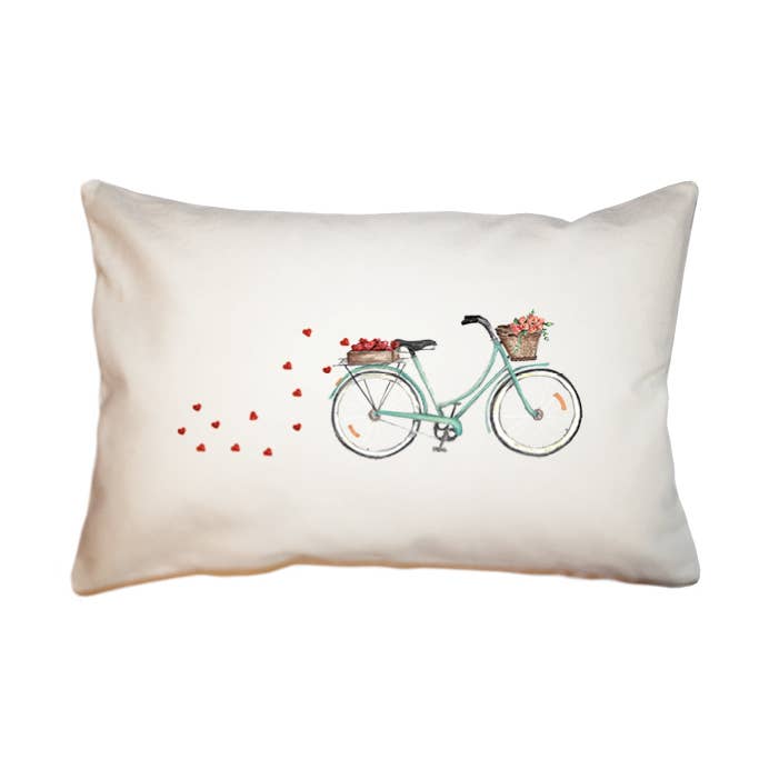 bike hearts flower large rectangle pillow for wholesale by Tina Labadini Designs