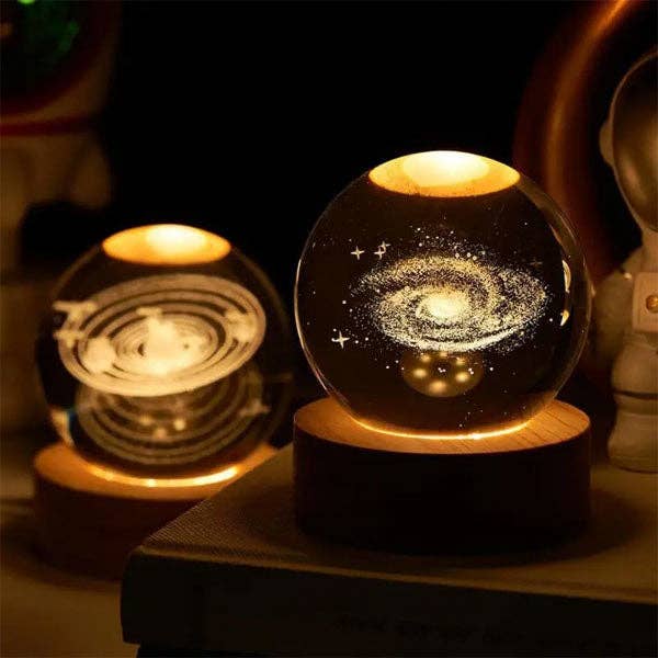 Showcase - Wholesale Decorative Tabletop Object - CelestiaGlow LED Crystal Ball With Wooden Base (Multiple Styles)