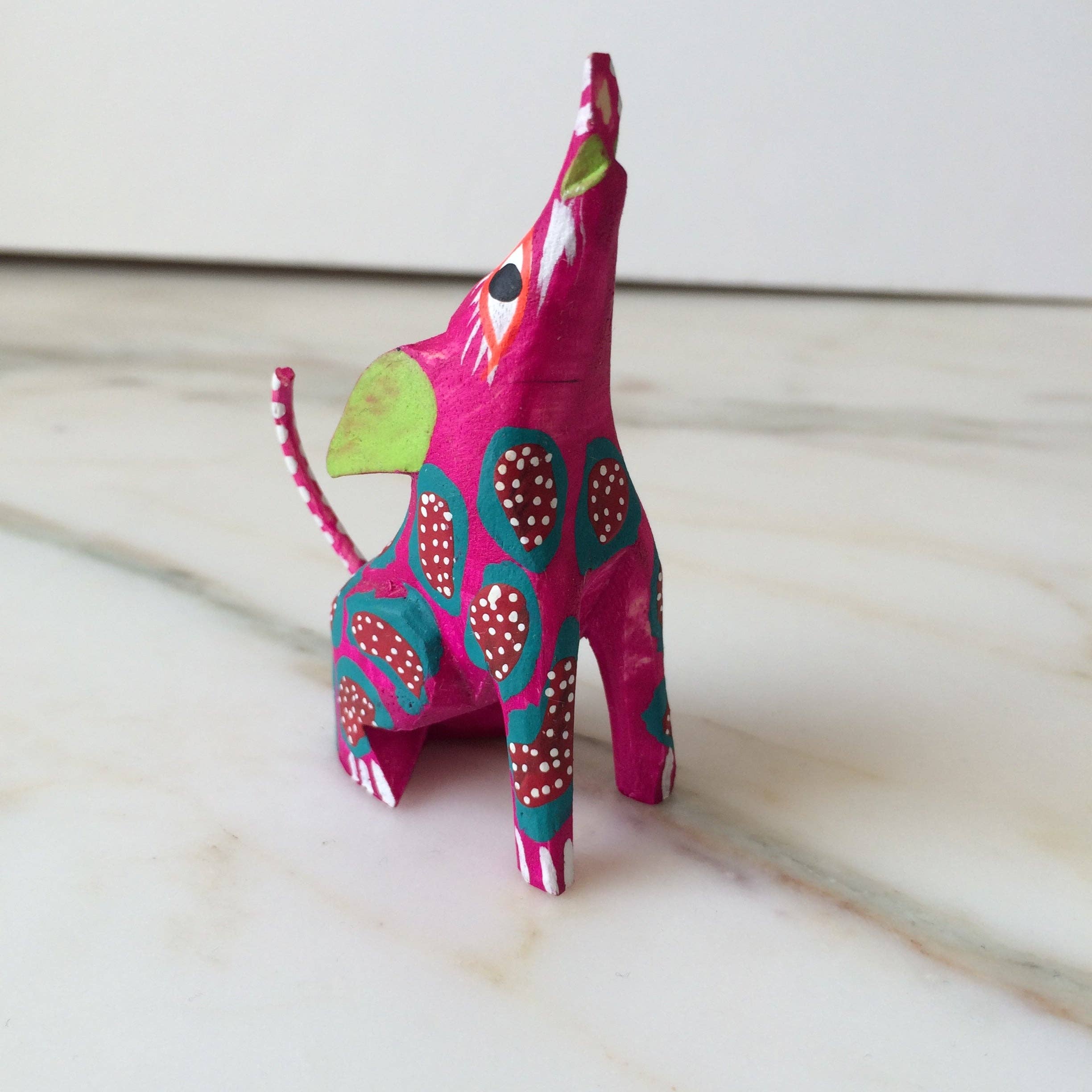 The Little Pueblo - Wholesale Decorative Figurine - Oaxacan Alebrije Coyote Mini Wood Carving Mexican Hand Painted15