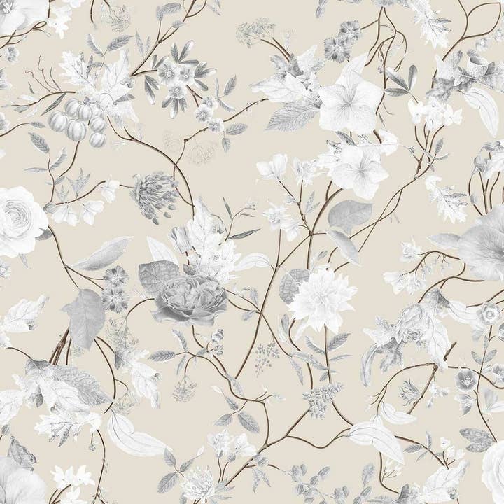 Meadow Pattern Flower Wallpaper - Taupe for wholesale by Mineheart