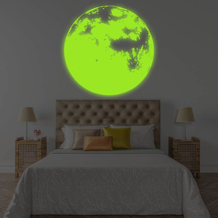 Glow In The Dark Moon Wall Sticker - Glowing Ceiling Decal For Kid Room Bedroom The Light Decor for wholesale by Decords