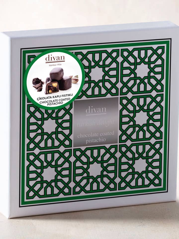 Divan Turkish Delight Chocolate Coated Pistachio Selcuk Collection 100 gr. for wholesale by Divan Patisserie Uk