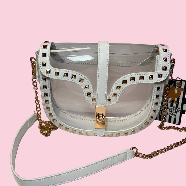 Camel Threads - Wholesale Crossbody Bag - Women's - White and gold clear crossbody purse