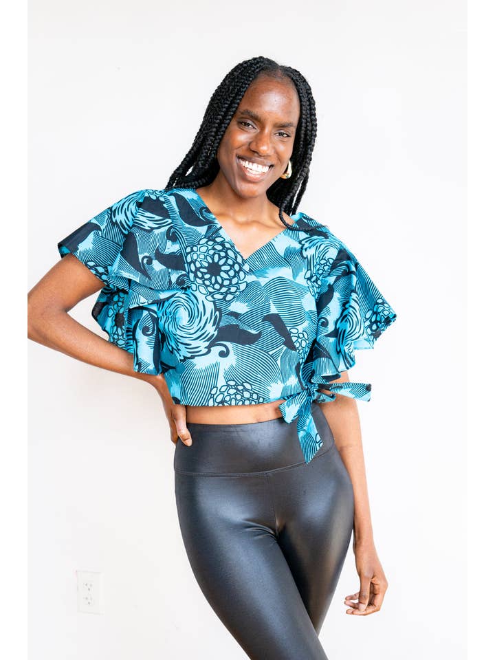 Amooti Store - Wholesale Blouse - Women's - Wrap Blouse Kisoro - butterfly sleeves2