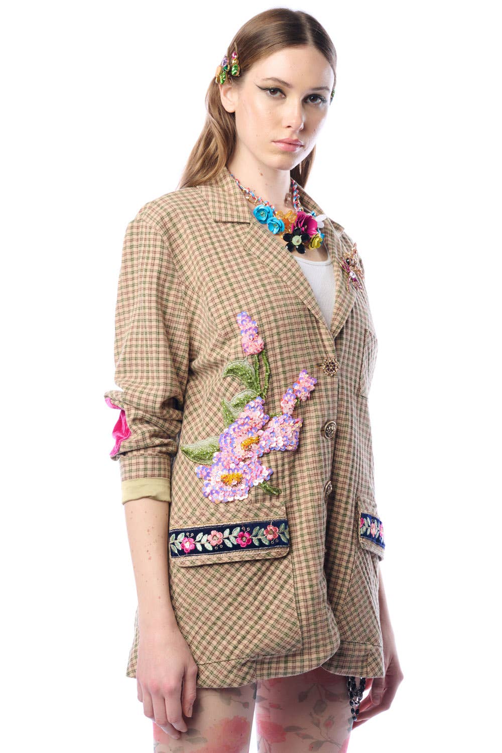 Aratta | Women's Fashion - Wholesale Blazer - Women's - Diana Beige Floral Blazer | Plaid Blazer | Flowery Jacket2