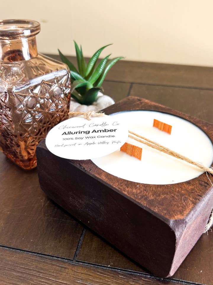 Wood Cheese Mold Wooden Wick Soy Candle for wholesale by Chicwood Candle Co