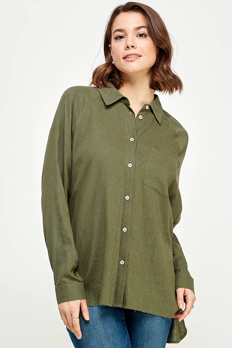 FUN2FUN - Wholesale Button Down Shirt - Women's - LINEN BLEND SHIRT17