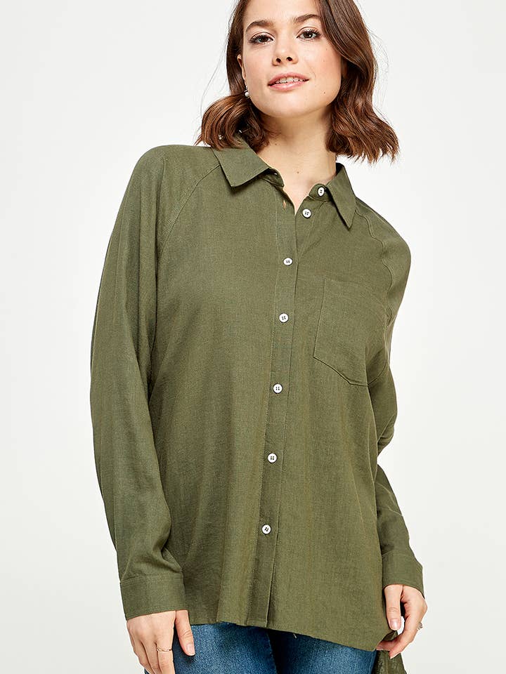 FUN2FUN - Wholesale Button Down Shirt - Women's - LINEN BLEND SHIRT17