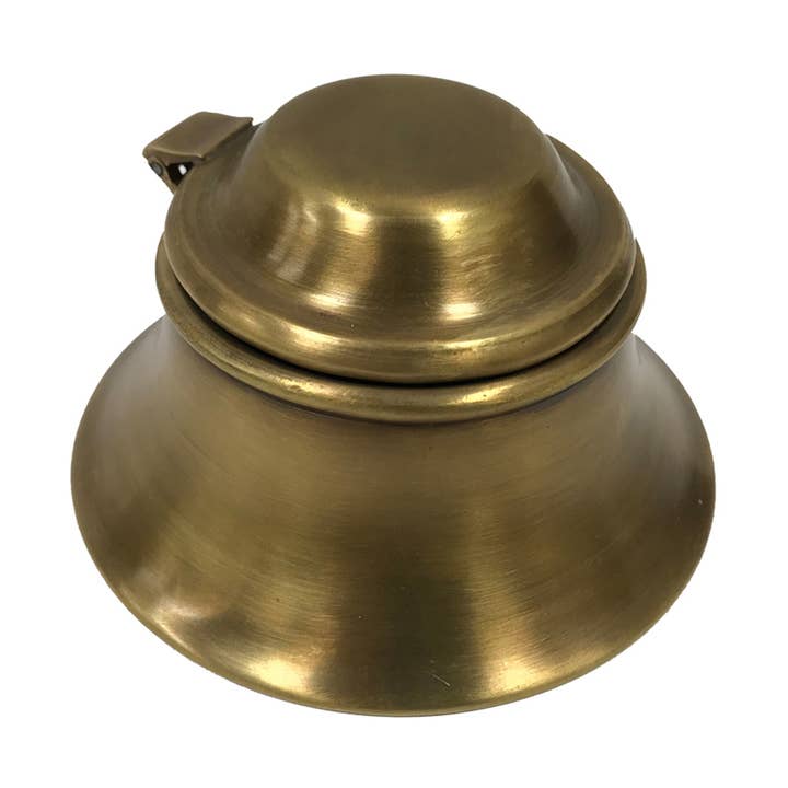 Madison Bay Co. - Historical Home Decor Reproductions - Vendita all'ingrosso Tampone di inchiostro - Calamaio in ottone anticato con ciotola in vetro rimovibile, 3"0