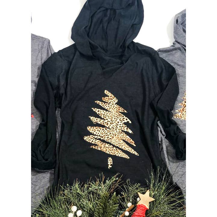 Felpa leggera con cappuccio Cheetah Print Tree per la vendita all'ingrosso da parte di Peach Closet