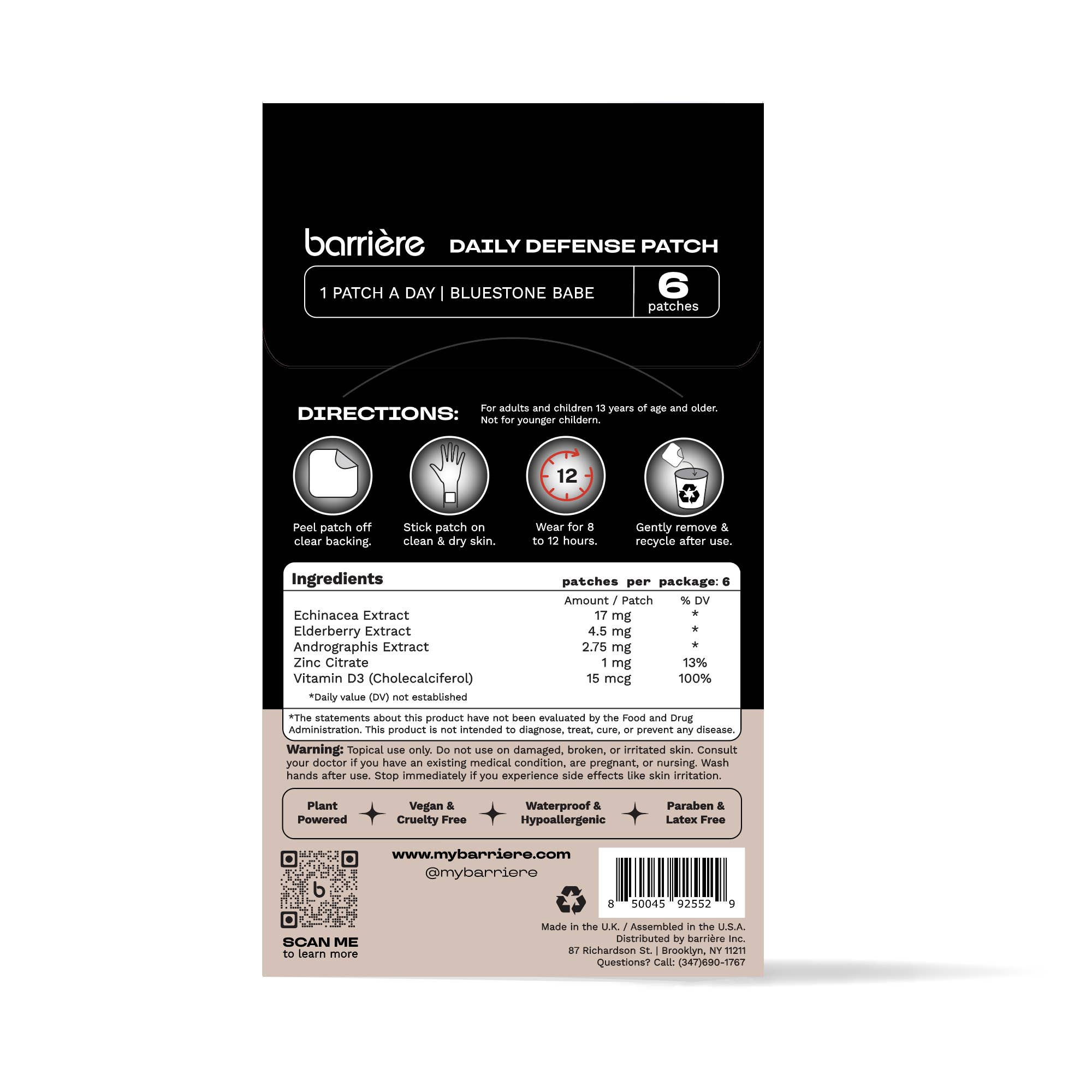 Barriere - Vente Supplément oral/vitamine - Patch vitaminé Daily Defense 6 unités - Collaboration Bluestone Babe1