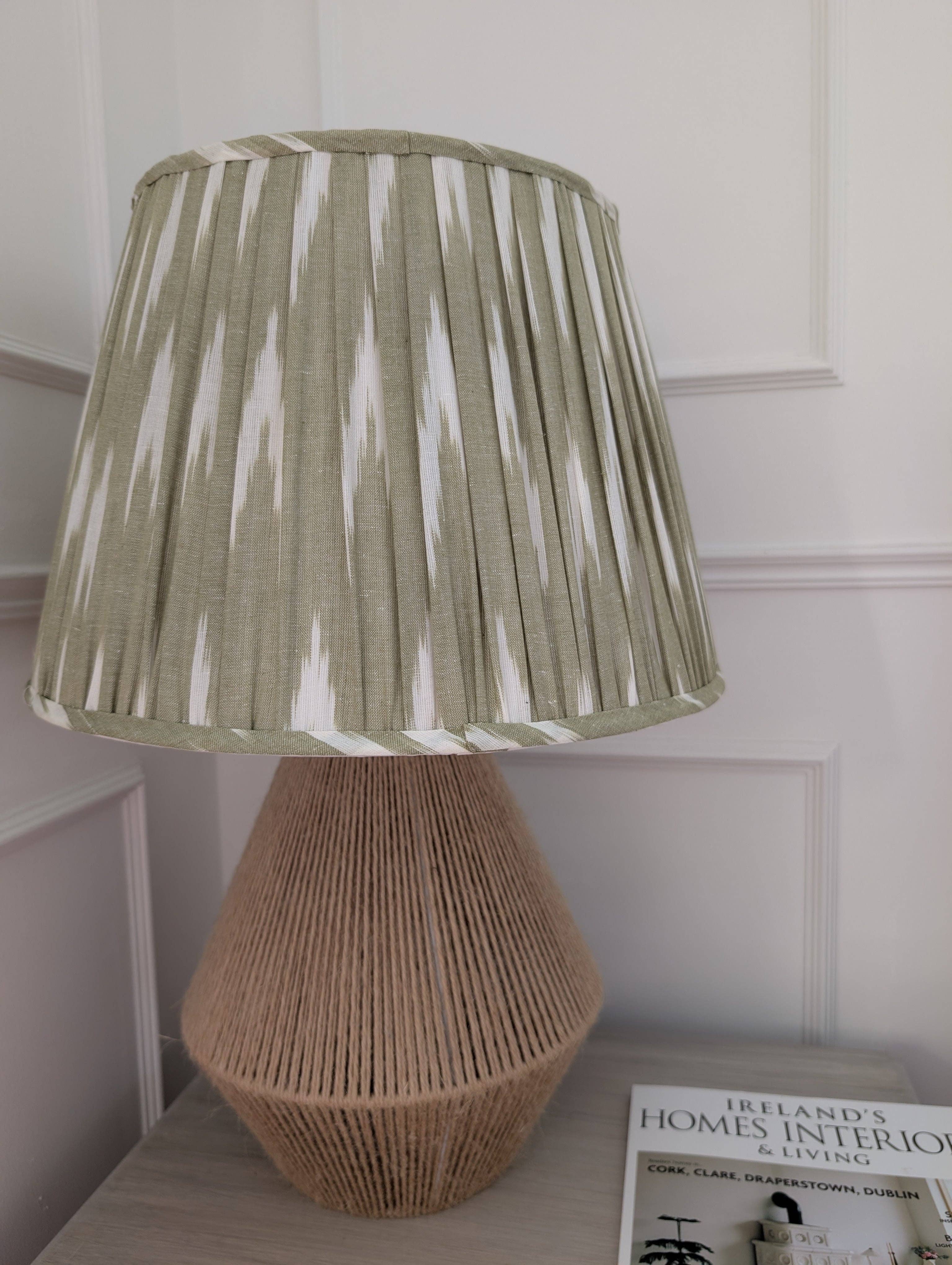 LNH EDIT - Wholesale Lamp Shade - Green Ikat Pleated Lampshade3