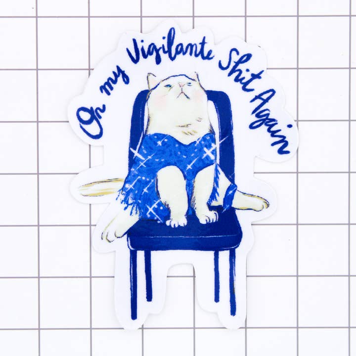Vigilante Cat vinylklistermärke för wholesale av Amy Hartelust Art and Illustration