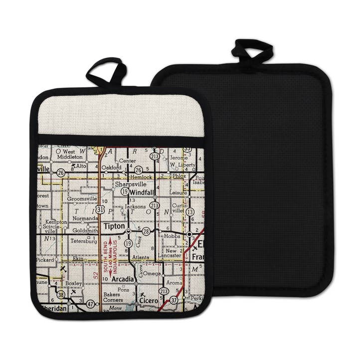 Tipton Indiana Map Hot Pad Pot Holder Trivet Cooking Pads for wholesale by Daisy Mae Designs