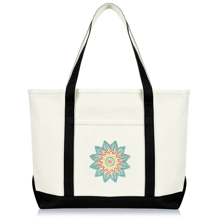 DALIX Sac fourre-tout brodé pour femme Motif kaléidescope Mandala pour la vente par Dalix