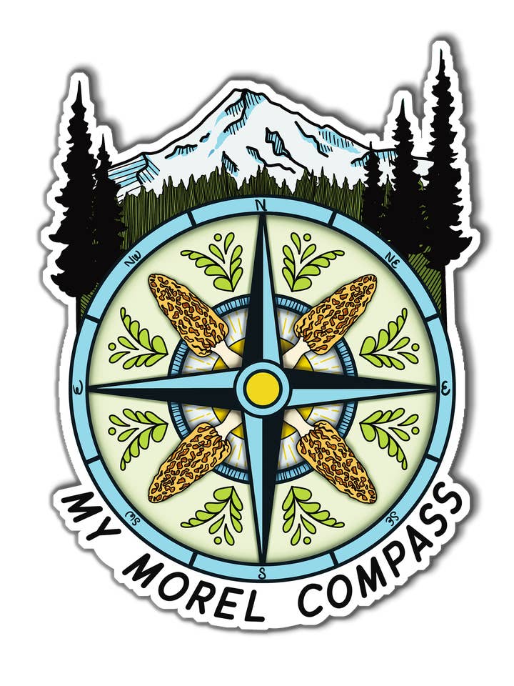 My Morel Compass | Funny Morel Mushroom Sticker for wholesale by Mushroom Marauder