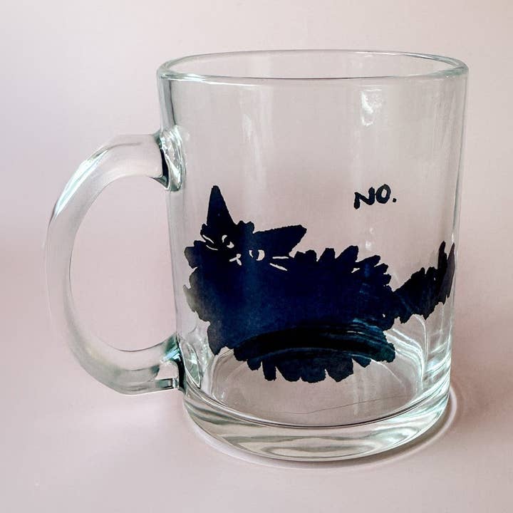 No Cat Glass Mug for wholesale by Ashley Frye Studio