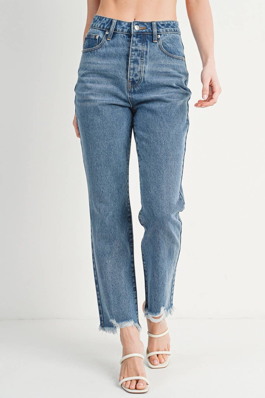 Bluivy - Wholesale Jeans - Women's - HIGH RISE STRAIGHT LEG DISTRESSED RAW HEM JEANS13