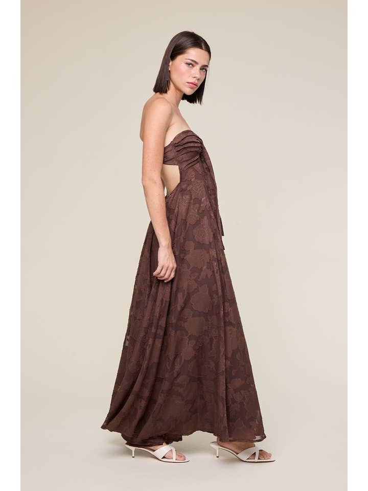 Sky to Moon - Wholesale Dress - Women's - DEEP COLOR FLORAL EMBOSSED OPEN BACK MAXI DRESS6