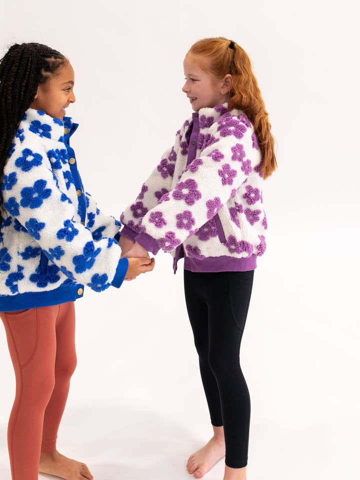 Everyway - Wholesale Jacket - Kids - Flower Power Fleece Jacket in Royal Blue2