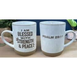 Tasse: Gesegnet mit Stärke (18 oz) für den Großhandel von New Day Gifts