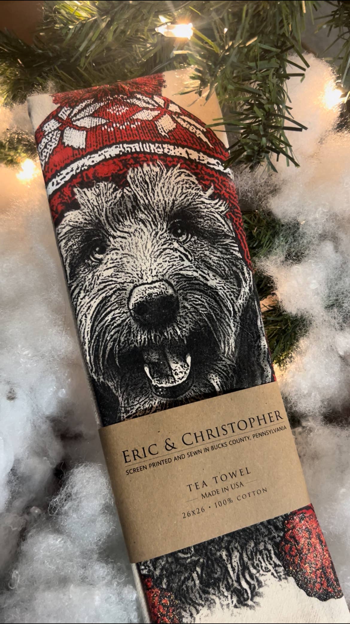 Eric & Christopher - Wholesale Tea Towel - Labradoodle with Hat Tea Towel1