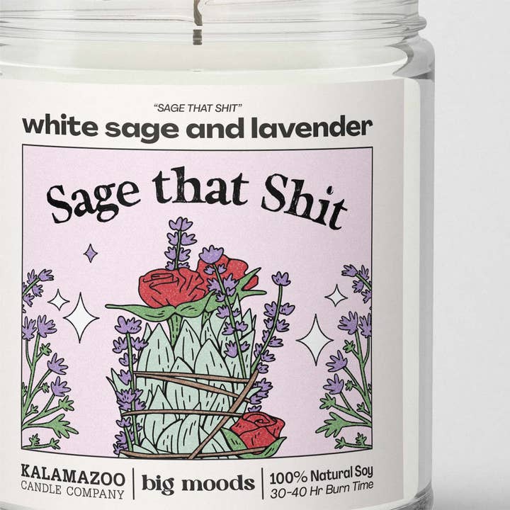 Big Moods - Wholesale Jar/Filled Candle - "Sage That Shit" White Sage & Lavender - Luxury Soy Candle