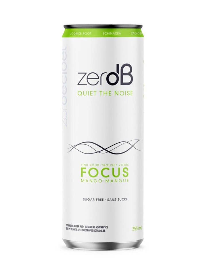 Sparkling water with organic botanical nootropics Focus Mango (8-pack) for wholesale by Zero dB