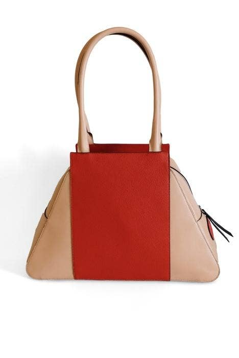 DeRosis – Großhandel Henkeltasche – Damen – ELENA Ledertasche aus glattem Kalbsleder mit Malevich-Design0